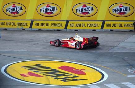 Three-time Indy 500 champion and driver of the No. 3 Team Penske Shell V-Power/Pennzoil Ultra Chevrolet, Helio Castroneves, competed for the checkered flag during IZOD IndyCar Series Race #2 on Sunday, Oct. 6, as part of the Shell and Pennzoil Grand Prix of Houston. During the race weekend, Shell showcased its motorsports technical alliances to the racing community and consumers, highlighted by Pennzoil Ultra 0W-40 full synthetic motor oil, which was used on the track all weekend, and is the same oil consumers can purchase and use on the road.