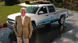 Bob Lutz, former vice chairman of General Motors, shown here with an electrified version of the Chevy Silverado by VIA Motors, takes on the role of the company&rsquo;s chairman.
