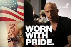 Mack Trucks is offering a limited amount of free Mack Bulldog or American Flag tattoos by Miami Ink tattoo artists Ami James and Chris Garver during the 2014 Mid-America Trucking Show in Louisville, Ky.