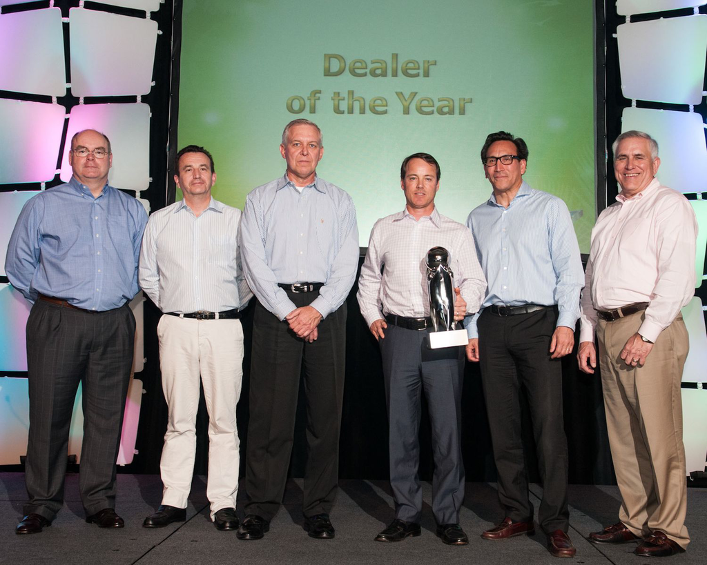 CT Power was named Carrier Transicold&rsquo;s 2013 Dealer of the Year for North America. Pictured from left are Carrier Transicold&rsquo;s Tom Ondo, vice president and general manager, Truck/Trailer/Rail Americas; Bertrand Gueguen, president, Carrier Transicold Global Truck/Trailer; CT Power&rsquo;s George Dobratz, vice president Colorado operations; Spencer Dietrich, president, CT Power; David Appel, president, Carrier Transicold & Refrigeration Systems; and Ralph Bott, general manager, Carrier Transicold Performance Parts Group.