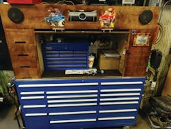 Don Sutton designed a wood cabinet to provide additional storage space for his Mountain toolbox. Don Sutton designed a wood cabinet to provide additional storage space for his Mountain toolbox.