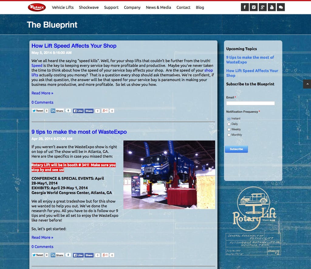 Rotary Lift Blueprint Blog Screenshot