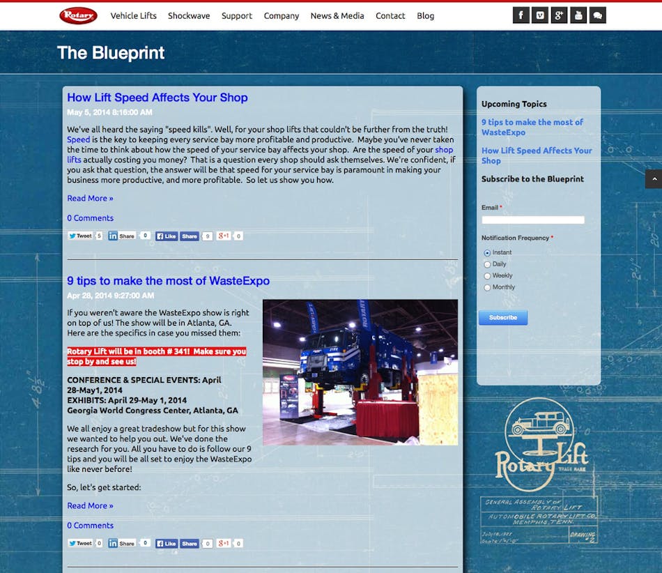 Rotary Lift Blueprint Blog Screenshot