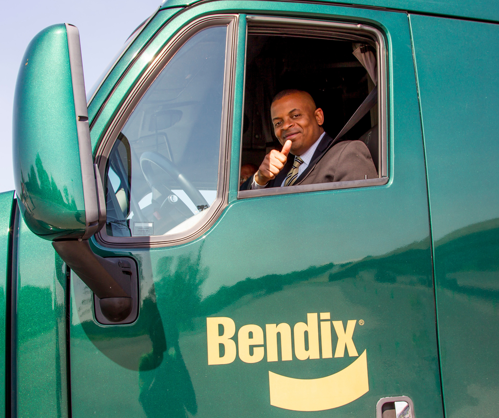 U.S. Secretary of Transportation Anthony Foxx drives a demo truck outfitted with Bendix ADB22X air disc brakes during the Bendix advanced safety technologies demonstration held May 7-8, in Washington, D.C.