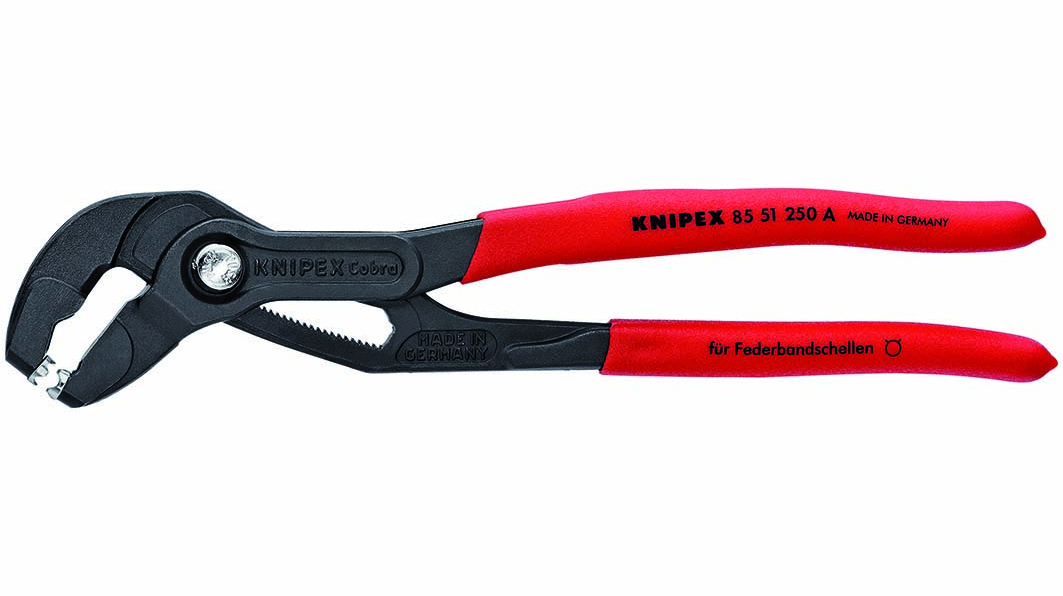 The Knipex Hose Clamp Pliers are a single pair of pliers for opening standard, space-saving and spring wire hose clamps and for spring band clamps up to 2-3/4' diameter. They are an ideal tool for any professional automotive mechanic, says the company.