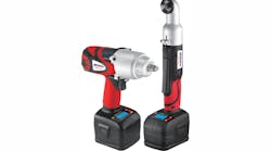 Different power tools are used for different applications. Impact wrenches (left) offer higher torque, and are used more for engine, tire and wheel work. Drill drivers (right) provide access to tighter spaces like under the dash, and offer less torque.