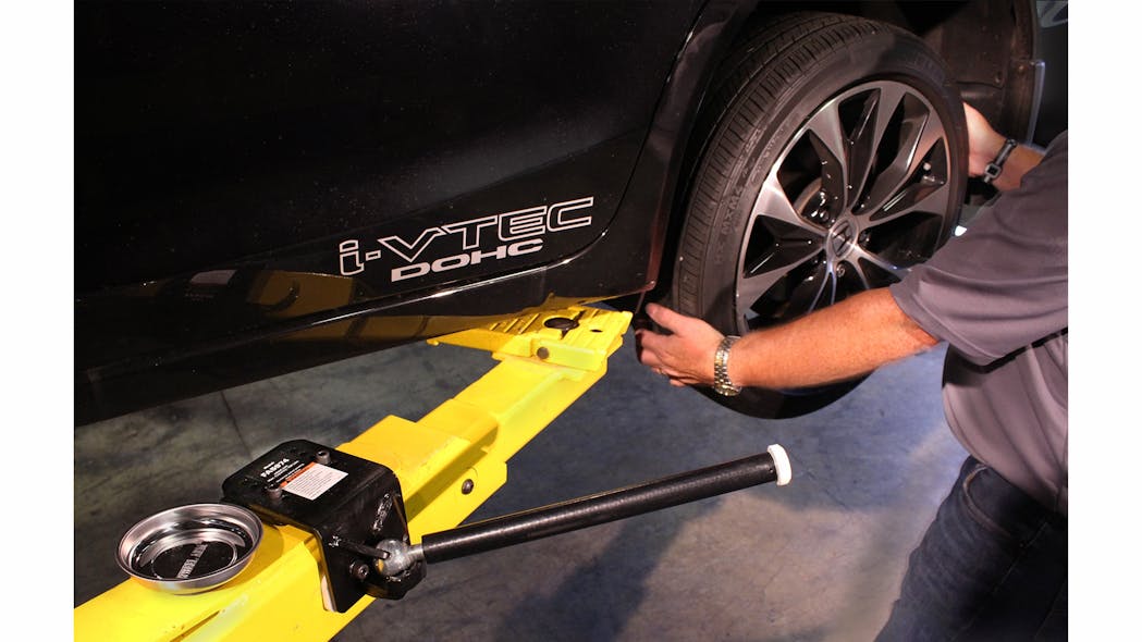 Rotary Lift Wheel Wing tire hanger designed to improve ergonomics and