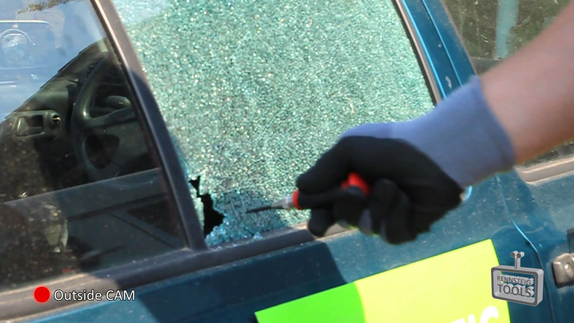 Destroying A Car Window With The Automatic Center Punch From Rennsteig