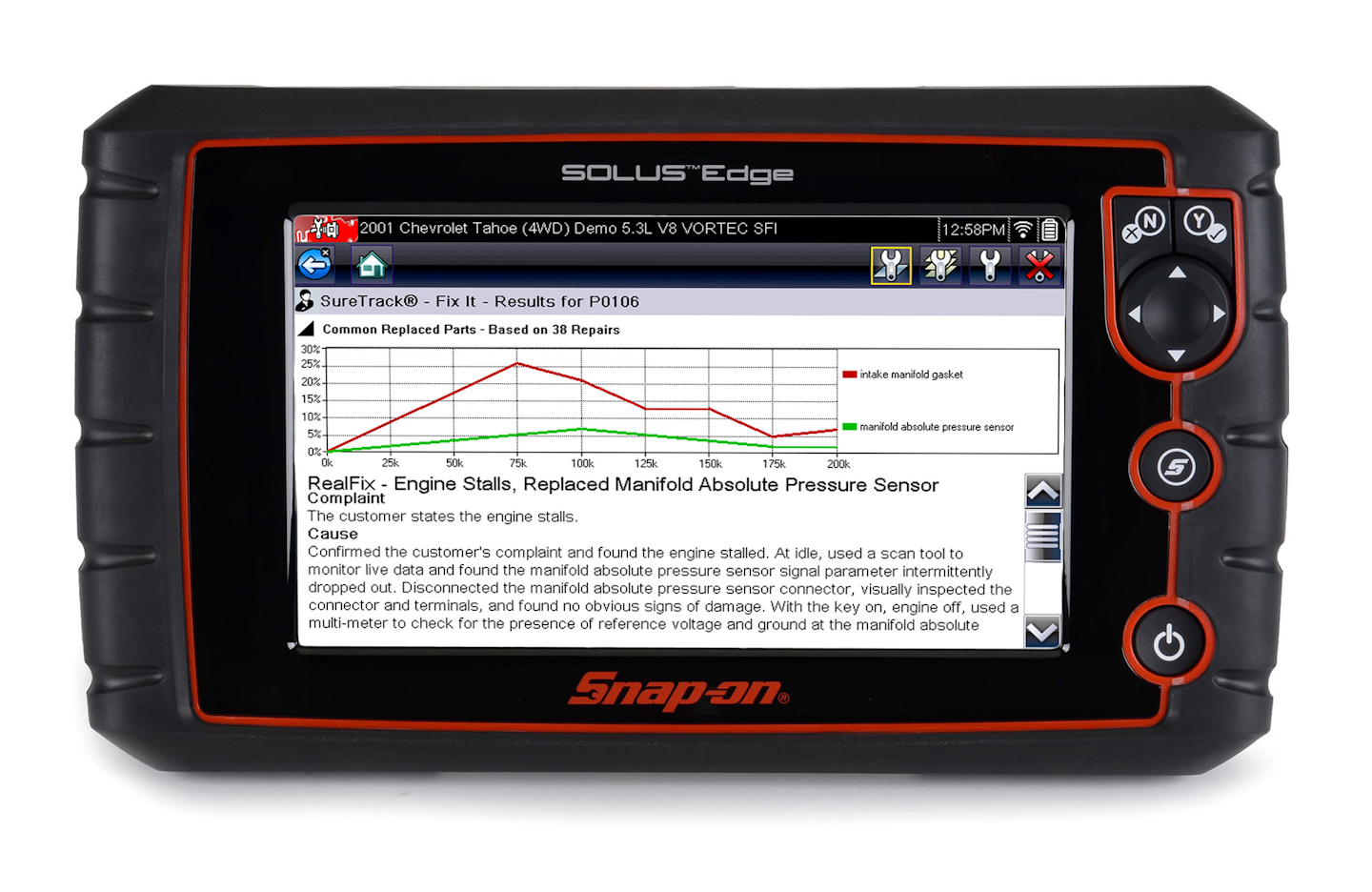 SOLUS Edge diagnostic tool with integrated SureTrack From Snapon