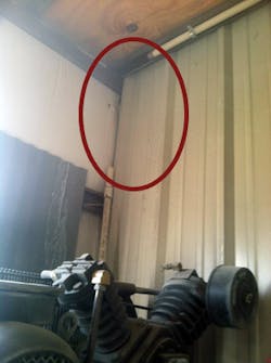 In a small customer paint shop in Texas, a large section of PVC pipe burst during normal operation. Thankfully, there were no injuries. In a small customer paint shop in Texas, a large section of PVC pipe burst during normal operation. Thankfully, there were no injuries.