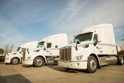 New Raven Transport LNG trucks outside Peterbilt Motors assembly plant in Denton, Texas. New Raven Transport LNG trucks outside Peterbilt Motors assembly plant in Denton, Texas.