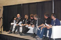 From left to right, PTEN Tool &amp; Equipment Roundtable panelists G. Jerry Truglia, Josh Mahtaban, Eric Dibner, Jeff Minter, Ed Hazzard and Vincent LaDuca.