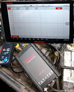 How likely is this fuel pump to fail on a roadtrip? Not very. The pump speed is around 4,600 rpm; the minimum acceptable is 3,600 rpm. The even pattern indicates there are no bad brush segments. Good to go!