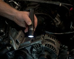 Proper lighting, whether a handheld flashlight for underhood inspections or a floodlight for service under a vehicle on a lift, is critical for technicians to complete work efficiently. Proper lighting, whether a handheld flashlight for underhood inspections or a floodlight for service under a vehicle on a lift, is critical for technicians to complete work efficiently.
