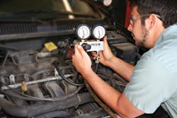 With this particular vehicle, efforts to determine the root cause of a misfire called for a a cylinder-leak down test to be performed. With this particular vehicle, efforts to determine the root cause of a misfire called for a a cylinder-leak down test to be performed.