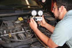 With this particular vehicle, efforts to determine the root cause of a misfire called for a a cylinder-leak down test to be performed.