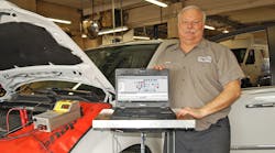 Martin Fay, pictured, finds this scan tool and software are among his favorite factory tools due to the ease of use and the depth of coverage it offers.