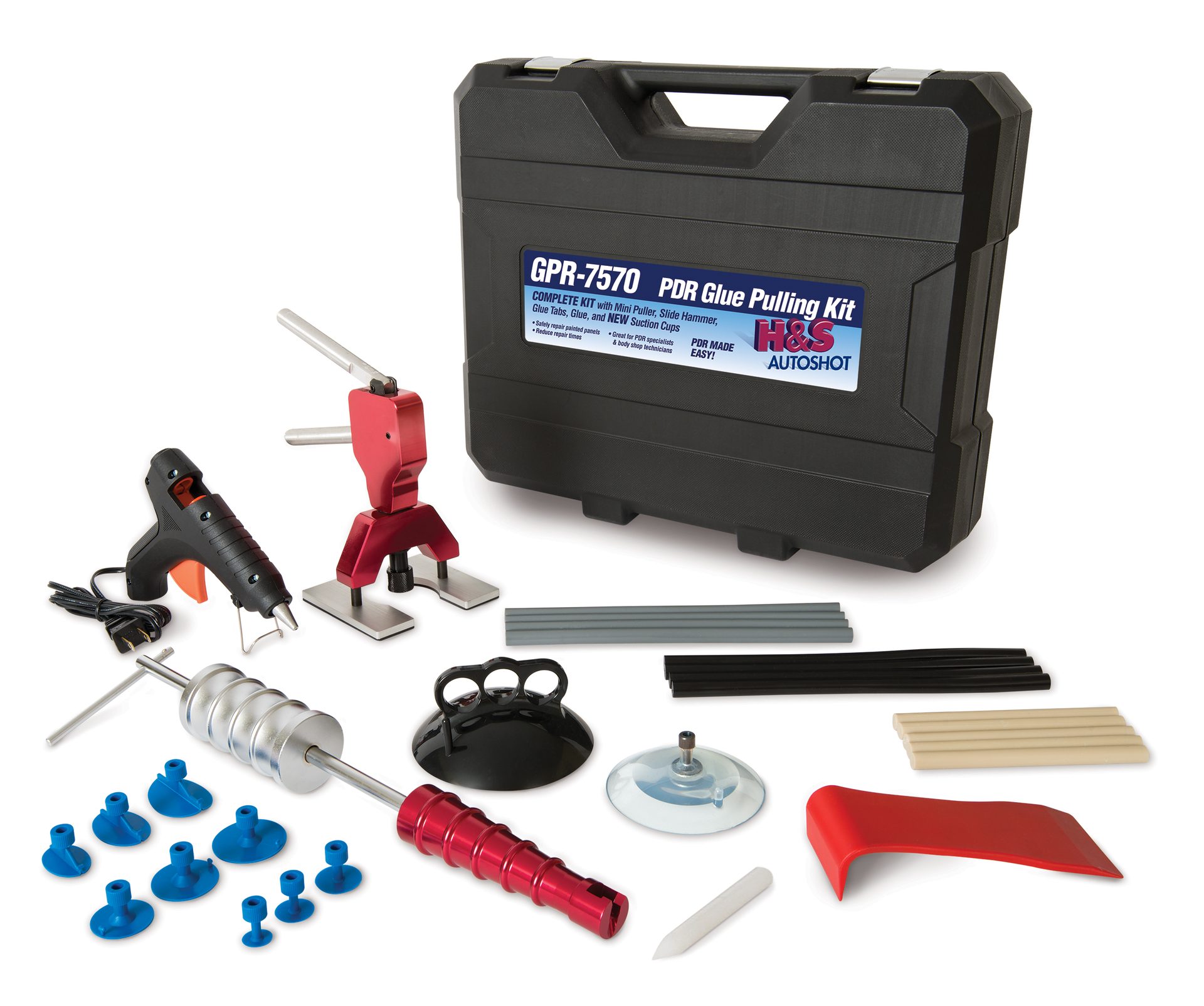 Paintless Dent Repair Glue Pulling Kit, No. GPR7570 Vehicle Service Pros