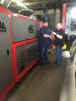 Chesapeake Va.-based Mac Tools distributor Nigel Clarke (on right) has excelled at selling toolboxes and tool storage solutions during his time in business. Chesapeake Va.-based Mac Tools distributor Nigel Clarke (on right) has excelled at selling toolboxes and tool storage solutions during his time in business.