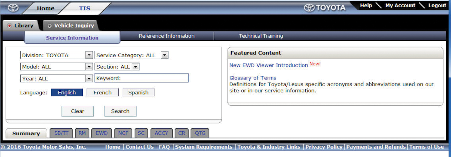 Technical Information System (TIS) From: Toyota Motor Sales USA Inc ...