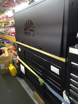 A toolbox and hutch displayed on Mac Tools distributor Nigel Clarke's truck. A toolbox and hutch displayed on Mac Tools distributor Nigel Clarke's truck.