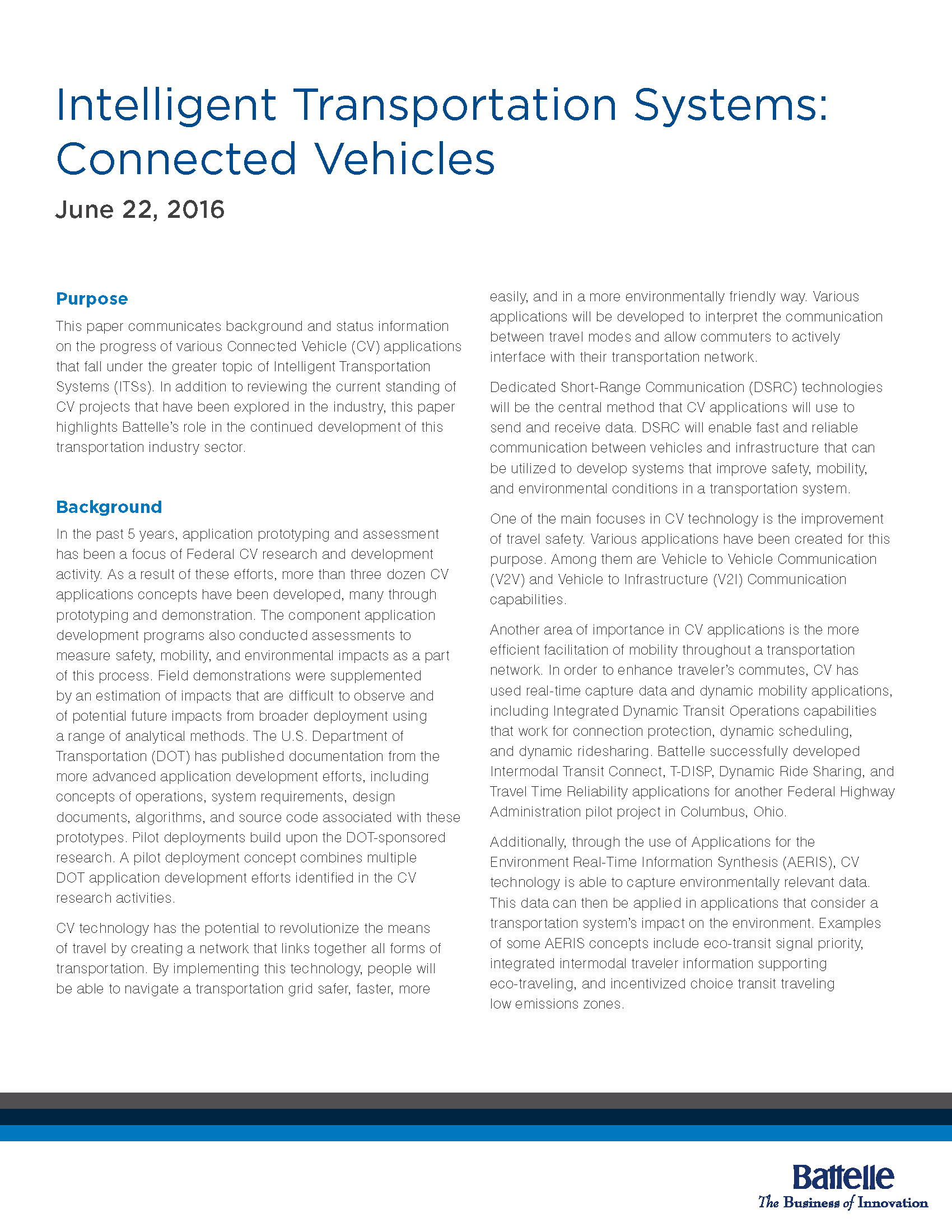 Battelle Intelligent Transportation Systems Connectedvehicles Whitepaper 1 Pg1 577ea0fa0fb9d