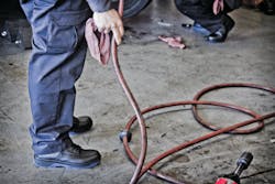 When selecting a new pair of work boots, technicians should make sure they fit well and are comfortable, plus have the features applicable to their work, which could include a safety toe, water resistance or puncture proof foot-bed. When selecting a new pair of work boots, technicians should make sure they fit well and are comfortable, plus have the features applicable to their work, which could include a safety toe, water resistance or puncture proof foot-bed.