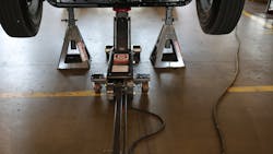 A floor jack is only a lifting device. Until the appropriate support stands are placed under an OEM-recommended lifting point, it is not safe for a technician to go under the vehicle. A floor jack is only a lifting device. Until the appropriate support stands are placed under an OEM-recommended lifting point, it is not safe for a technician to go under the vehicle.