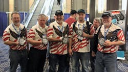 A group of tool dealers show off their Cornwell 'We Do' themed buttons, during the 2017 Cornwell Tools National Rally. A group of tool dealers show off their Cornwell 'We Do' themed buttons, during the 2017 Cornwell Tools National Rally.