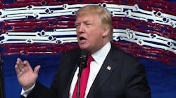 President Donald Trump speaking at the Snap-on Tools headquarters in Kenosha, Wisconsin before the signing of the 'Buy American, Hire American' executive order. President Donald Trump speaking at the Snap-on Tools headquarters in Kenosha, Wisconsin before the signing of the 'Buy American, Hire American' executive order.