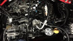 Photo shows a HUBB filter installed on a late model Toyota Scion. The intake was removed because they were installing a supercharger.