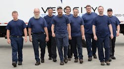 Nine qualifying technicians earned their spots in the 7th annual NationaLease Tech Challenge. Richard Davis (third from right) of Hogan Truck Leasing, Inc., a NationaLease member, was named Top Tech.