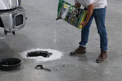 Eco-Absorb cleans common spills without clay. Eco-Absorb cleans common spills without clay.