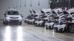 Chevrolet Bolt EV autonomous test vehicles are assembled at General Motors Orion Assembly in Orion Township, Michigan.