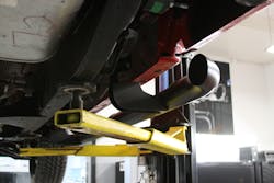 When using a frame-engaging lift like a two-post surface lift, it is crucial to make sure you know where the manufacturer’s recommended lifting points are for the vehicle you are going to service. When using a frame-engaging lift like a two-post surface lift, it is crucial to make sure you know where the manufacturer’s recommended lifting points are for the vehicle you are going to service.