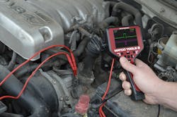 Matco Tools’ MDAUTOWAVE2 labscope is a two-channel viewer capable of up to a million samples a second. The unit also has an auto-set feature which adjusts the time and voltage scales for the user. Matco Tools’ MDAUTOWAVE2 labscope is a two-channel viewer capable of up to a million samples a second. The unit also has an auto-set feature which adjusts the time and voltage scales for the user.