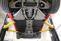 Only put the adapters at the vehicle manufacturer&rsquo;s recommended lifting points when using a frame-engaging lift such as a two-post surface lift. Failure to do so could damage the vehicle or, even worse, create an unstable load that could fall.