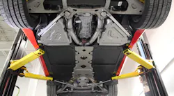 Only put the adapters at the vehicle manufacturer’s recommended lifting points when using a frame-engaging lift such as a two-post surface lift. Failure to do so could damage the vehicle or, even worse, create an unstable load that could fall.