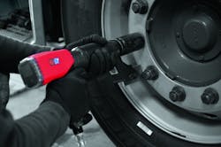 The Chicago Pneumatic BlueTork Nutrunner is designed to tighten wheel nuts to a precise specification without using impact force.