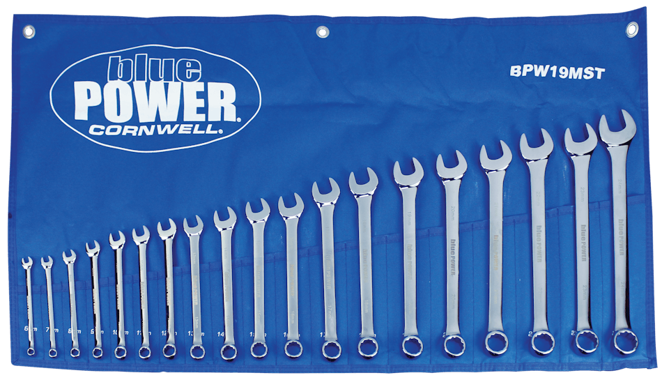 19 pc bluePower Metric Combination Wrench Set No. BPW19MST
