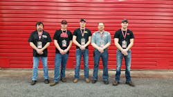 Kern with his drivers at the Mac Tools Fair (from left): Shane Wallenfang, Jake Lucht, Matt LaSure, Pete Kern and Adam Skibicki.