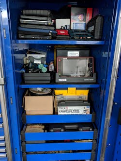 Rich Griffin stores diagnostic equipment in this lockers. Rich Griffin stores diagnostic equipment in this lockers.