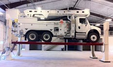 A utility company from the western United States utilizes the Stertil-Koni 4-post lift when servicing this bucket truck.