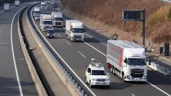 Daimler testing platooning technology in Japan earlier this year. Unrelated to this US DOT project.