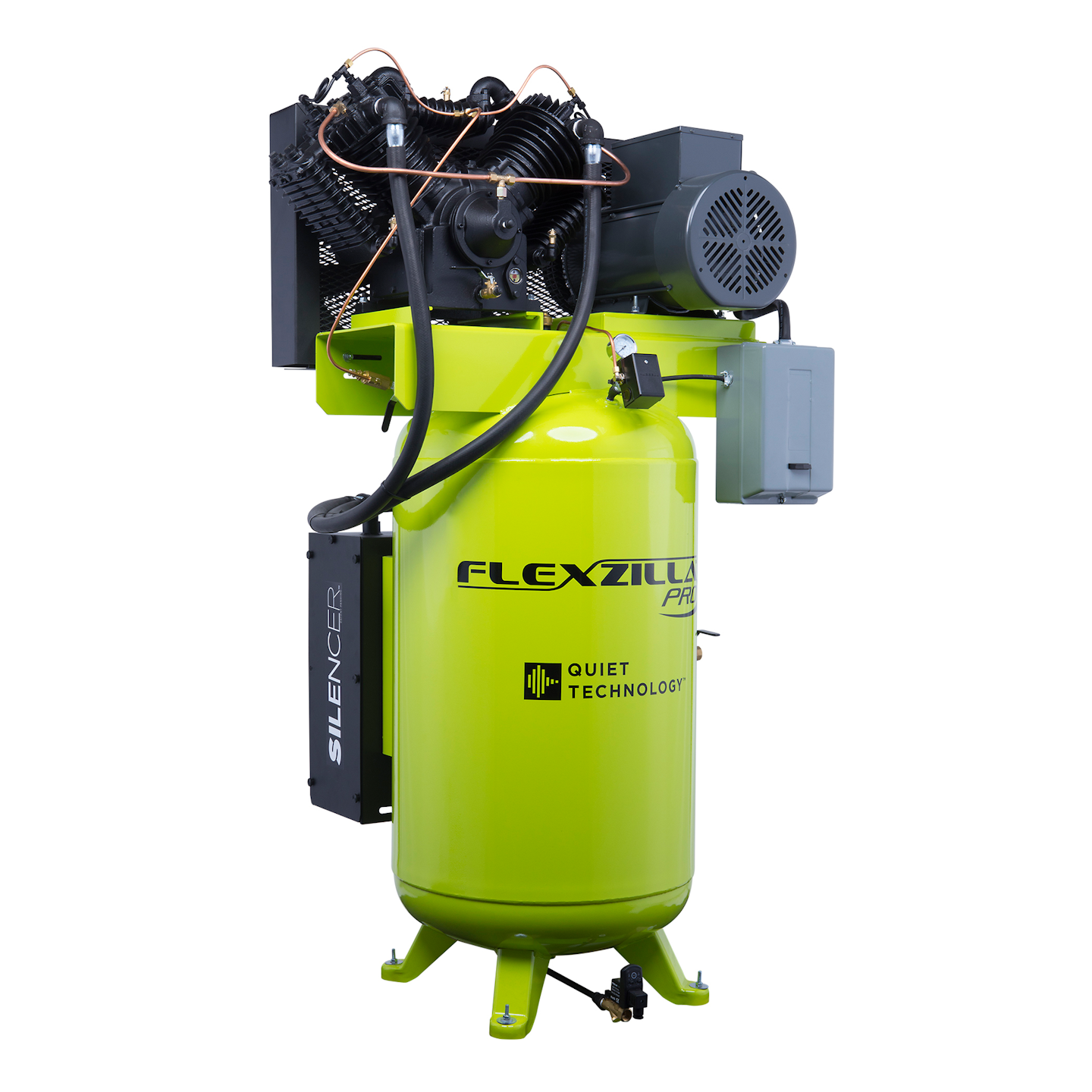 Flexzilla Air Compressor with Silencer, 230 Volt, 3Phase, 2Stage