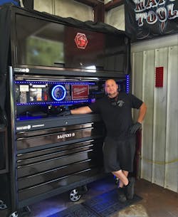 Chris Barnes of Black Cat Auto and Diesel with his custom Matco toolbox.