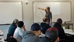 Mike Cleary teaching the classroom portion of his Ford Powerstroke Diesel Training at Diesel Forward in Windsor, Wisc.