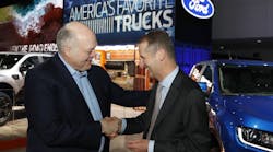 Ford CEO Jim Hackett (left) and Volkswagen CEO Dr. Herbert Diess confirmed that the companies intend to develop commercial vans and medium-sized pickups for global markets.