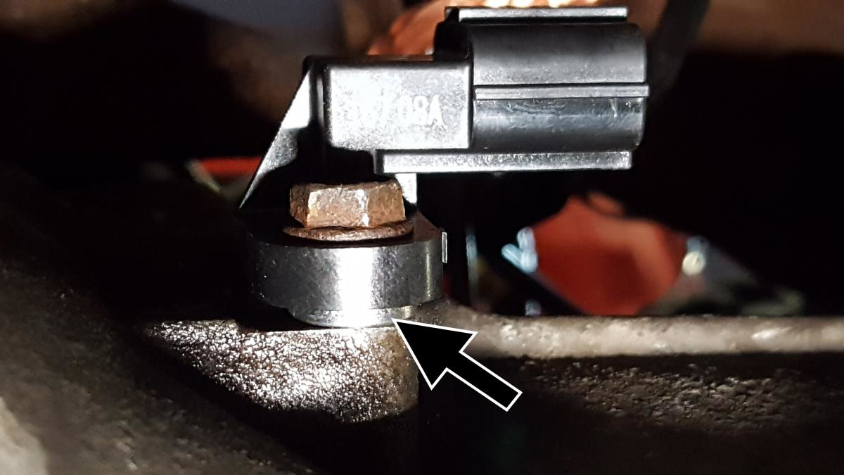 New sensor with new washer installed location