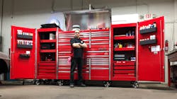 After purchasing his 68” double bank main box six years ago, Michael Capozzio has since added a top chest and two side lockers. After purchasing his 68” double bank main box six years ago, Michael Capozzio has since added a top chest and two side lockers.